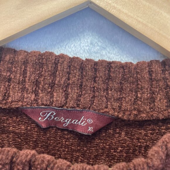 Vintage Bergati Chenille Sweater Mens XL Geometric Retro Pullover Soft Comfy - Picture 3 of 12